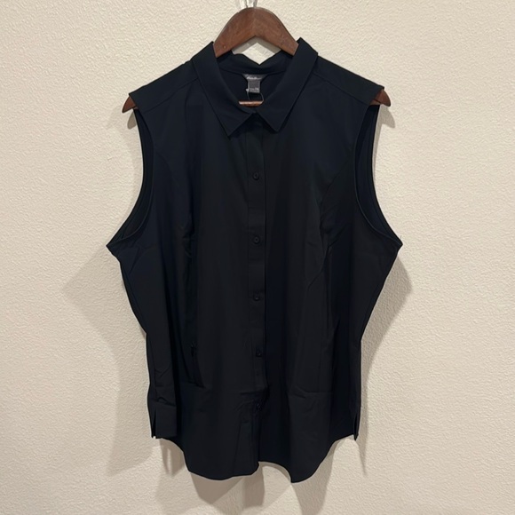 Eddie Bauer Tops - Eddie Bauer Black Sleeveless Button Down Shirt